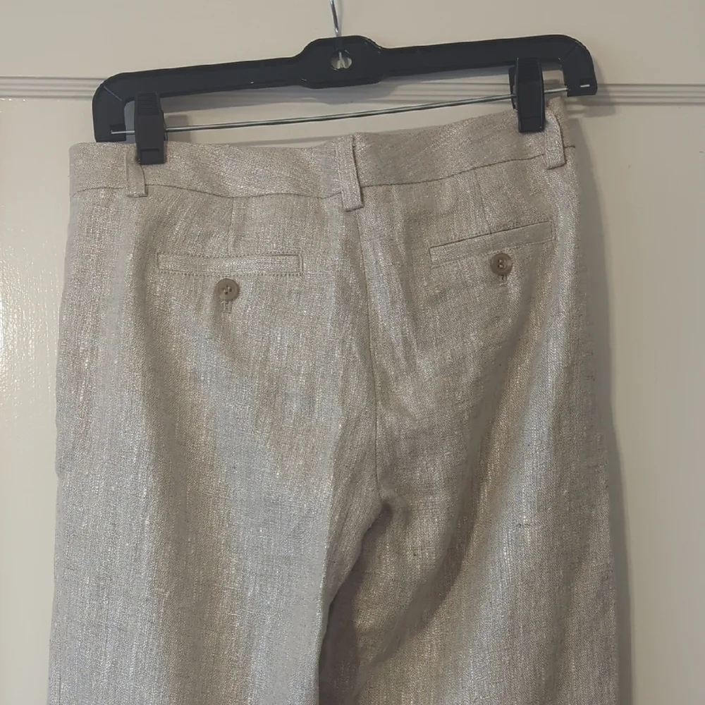J. Crew 100% Linen Trousers in Light Beige Size 0